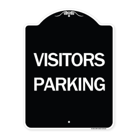 Signmission Designer Series Visitors Parking, Black & White Heavy-Gauge Aluminum Sign, 24" x 18", BW-1824-24618 A-DES-BW-1824-24618